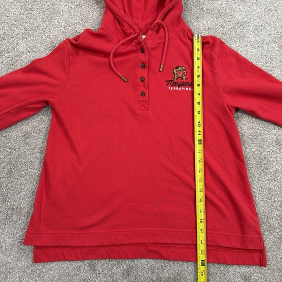 Champion Maryland Terrapins Hoodie L‎ Pullover College Logo Red Fleece Womens - Picture 4 of 8